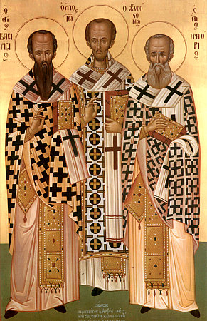 Trīs Vispasaules svētītāji (Konstantinopoles Patriarhi) Bazīlijs Lielais, Jānis Zeltamute un Gregors Teologs